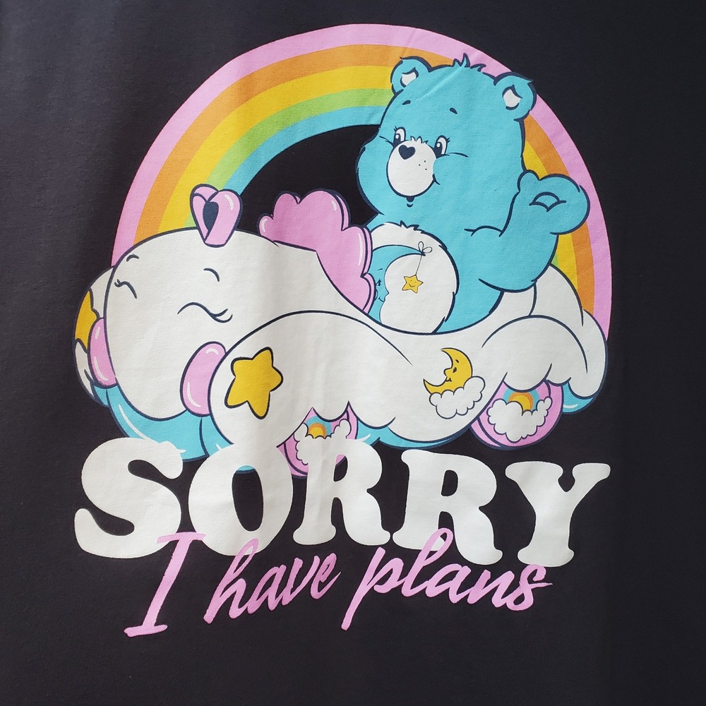 Care Bears Grumpy Bear Sorry I Have Plans Graphic Tee Shirt Charcoal Grey 00